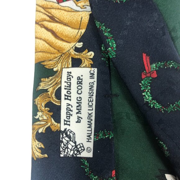 Vintage Hallmark Yule Tie Greetings Necktie Men's Santa Clause and Wreath - Picture 4 of 8